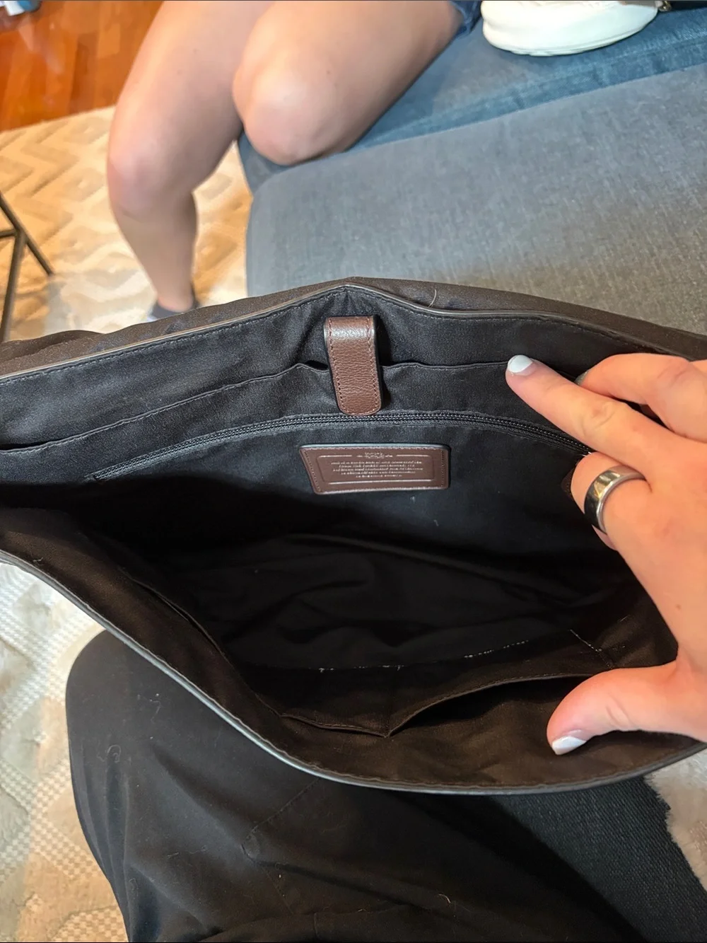 Coach Brown Leather Messenger Bag with Black Strap